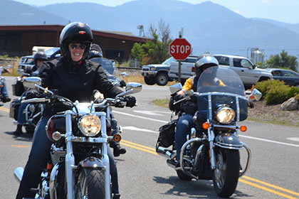 Riders on the road.