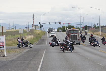 Riders starting their ride routes.